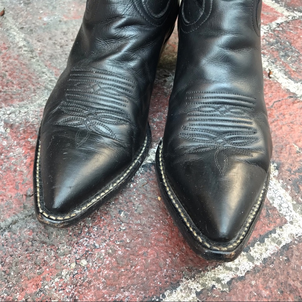Vintage 90s Black Leather Western Boots by Tony Lama - Size 6M - Picture 7 of 15